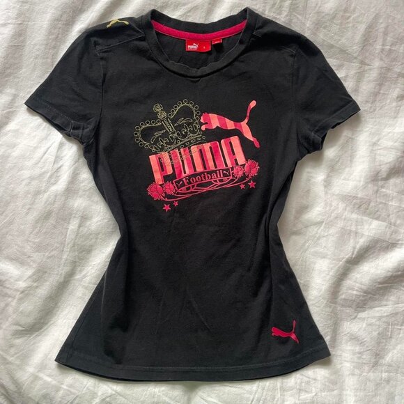 Vintage Black and Pink Puma Football Baby Tee - Picture 1 of 8